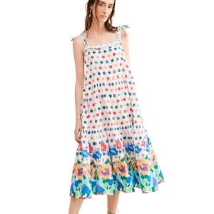 R1 Floe Buvard Midi Dress Floral Tie Strap Sundress Anthropologie Nuuly XS